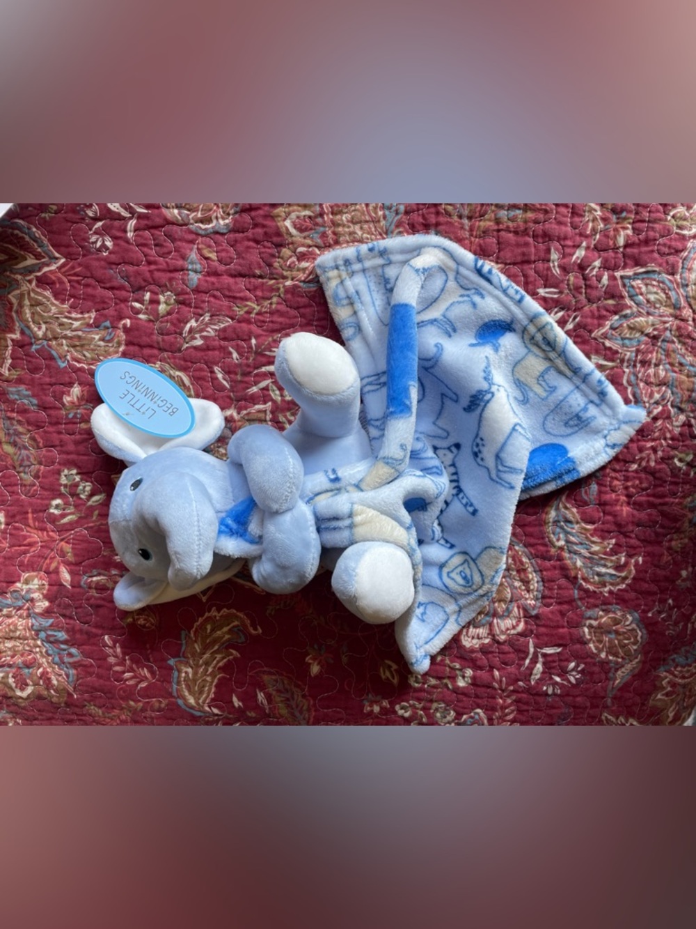 🦋3 for $10🦋 Blue Plush Elephant Lovey Security Blanket